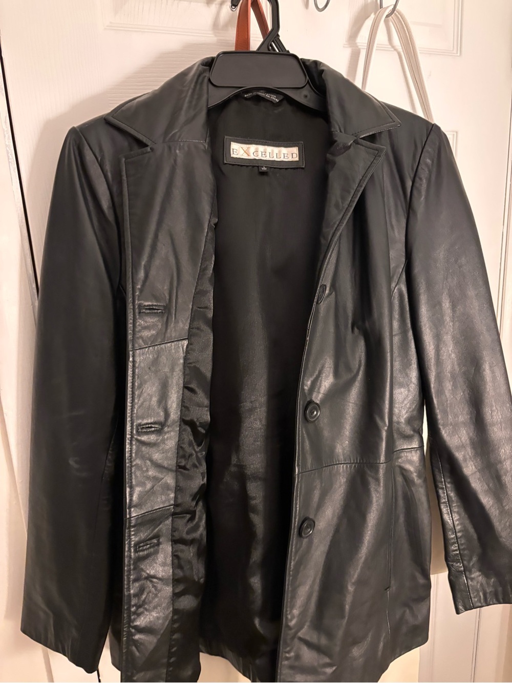Women’s Black Leather Trench Coat